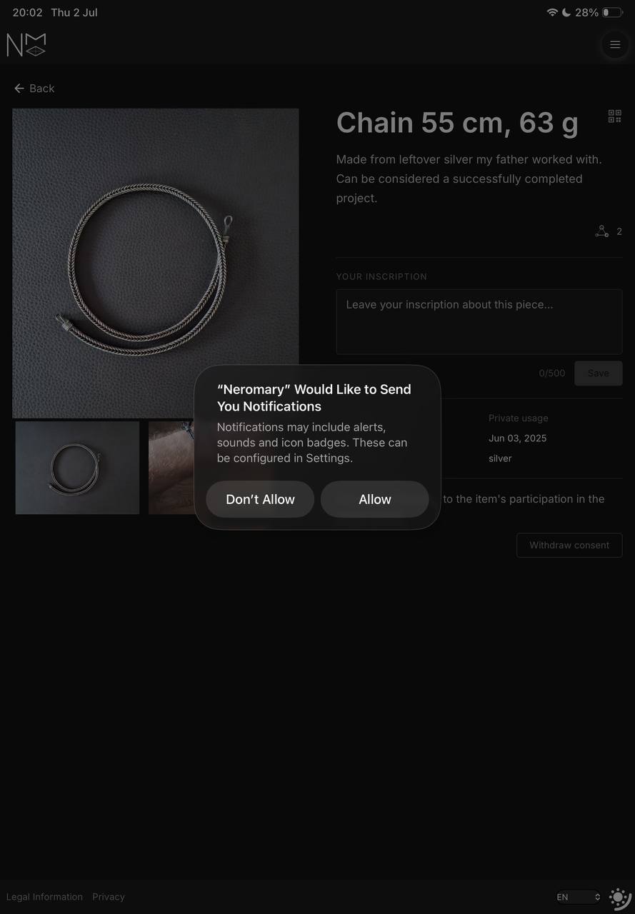 System notification prompt on iOS