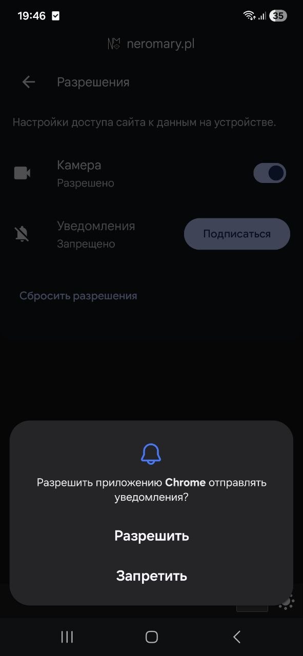 System prompt asking permission to show notifications