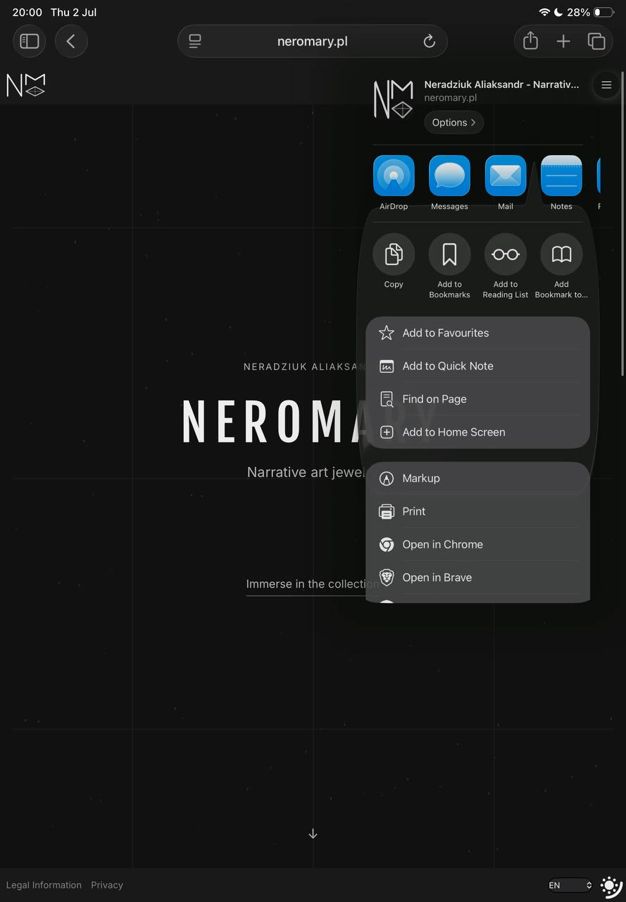 Safari Share menu with the 'Add to Home Screen' option